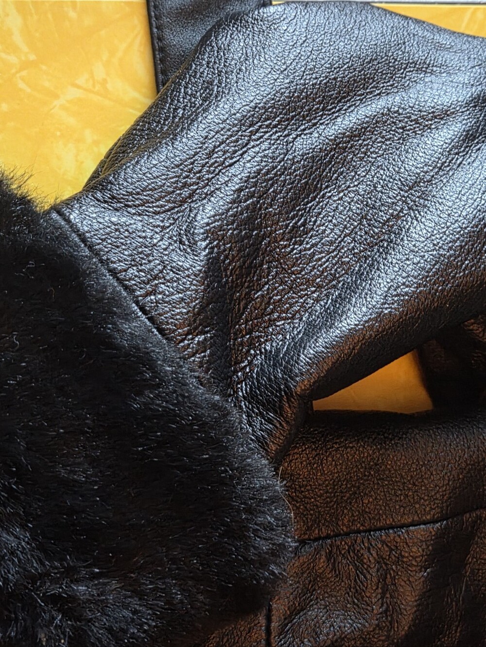 Vintage Wilsons Black Faux Shearling-Trim Hooded Leather Jacket - Women's - Picture 7 of 7